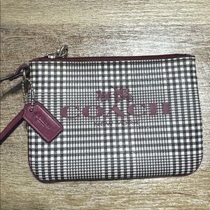 Coach Women's Checkered Wristlet - Black and Burgundy